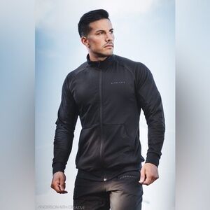 Alphalete Men's Navy Blue Track Jacket full Zip Jacket Size Medium athletic